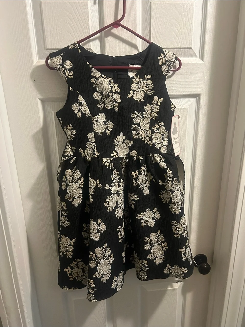 Rare Editions Black Floral A-Line Dress